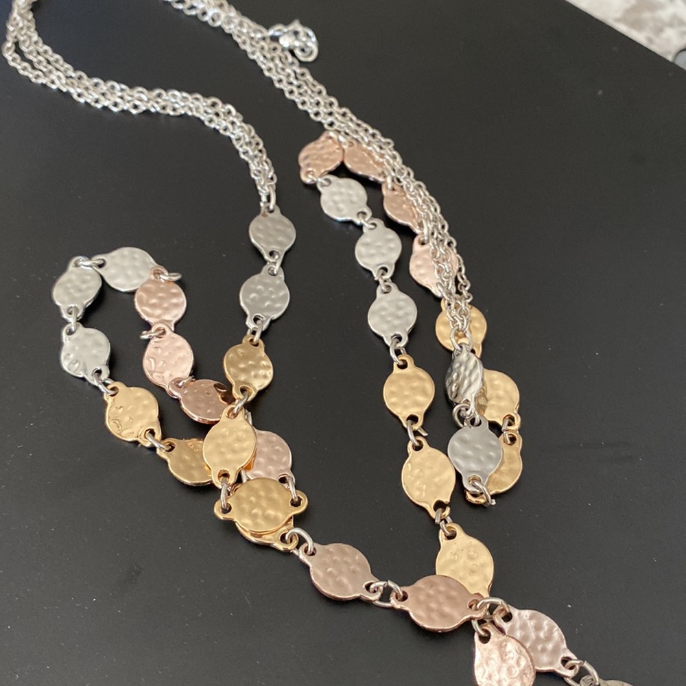 38” multi colored single strand necklace